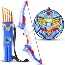 Kids Bow and Arrow Set, LED Light Up Archery Toy Set with Suction Cup Arrows
