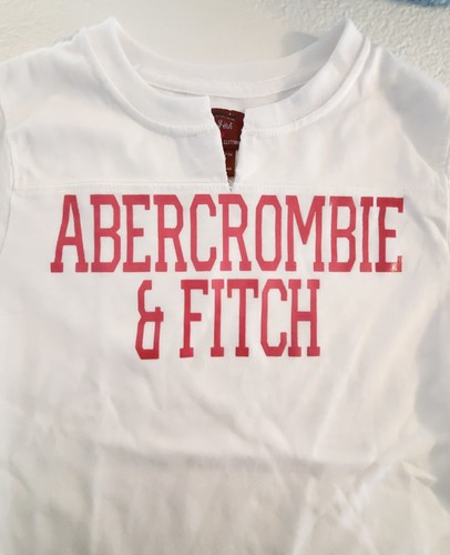 Girl's Small New Abercrombie & Fitch Long-sleeve T-Shirt Pink Green Vtg Logo Tee - Picture 3 of 7