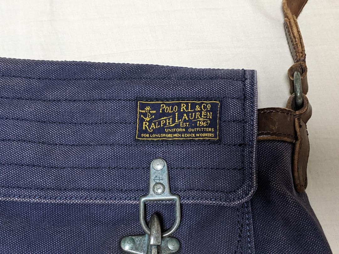 Polo Ralph Lauren Canvas Shoulder Bag Fireman Hook Navy Limited 