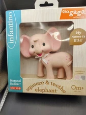 NEW~ Infantino GO GaGa! Collection KiKi Elephant Squeeze Teethe Baby Toy PINK 
