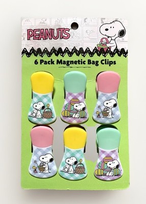 NEW Peanuts Snoopy & Woodstock Easter Images 6-Pack Magnetic Bag/Memo Clip Set