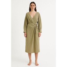 H&M Women's Green Wrap V-Neck Knee Length Dress XXL Long Sleeve