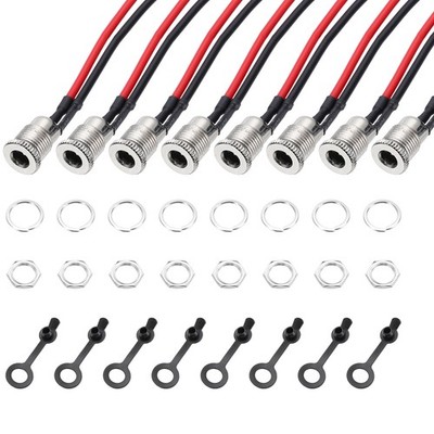 8 Stück DC-099 für Power Jack, 30V 10A 5,5 x 2,5mm 2Pin, silber 150mm