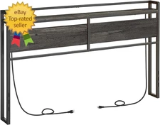 King Size Headboard Headboard with 2 Outlets and 4 USB Ports Adjustable Height