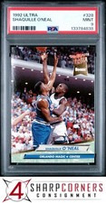 1992 ULTRA #328 SHAQUILLE O'NEAL RC MAGIC HOF PSA 9