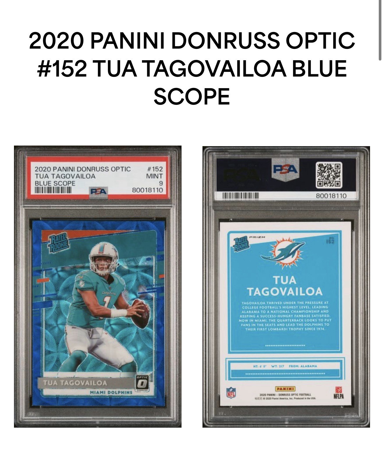 2020 Donruss Optic - Rated Rookies Tua Tagovailoa #152 Blue Scope Prizm (RC)