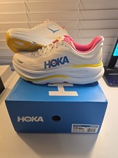Hoka Women's Bondi 9 Size 11B Running Shoes Beige Blue Yellow Pink Excellent Con