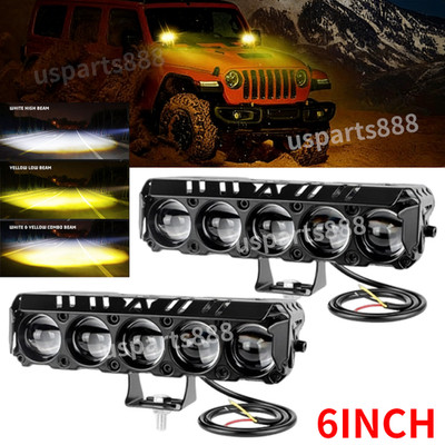 2X 120W 6'' LED Cube Work Light Bar Yellow White Driving Fog Spot Pods Offroad 5''