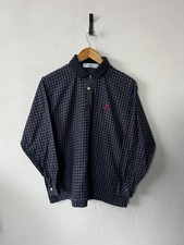 Vintage Burberrys Nova Check Blue Polo Long Sleeve Shirt Gold Button Size M
