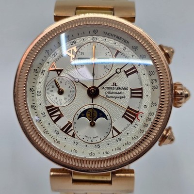 Jacques Lemans Rose Gold Plated Triple Date Moonphase Chronograph 1-1217