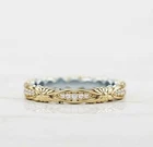 0.35 Ct Round Diamond Full Eternity Wedding Band Ring 14K Two Tone Gold Finish