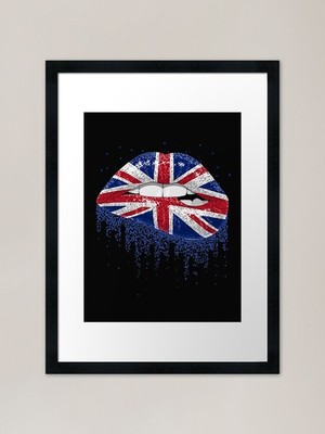 Gerahmter Kunstdruck Britische Lippen Flagge gerahmtes Wandbild Poster Leinwanddruck Bild