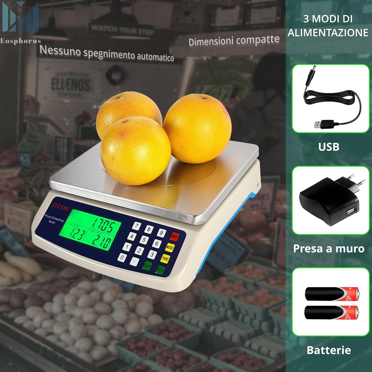 Bilancia Cucina Professionale 40Kg Acciaio Inox - Precisione Digitale - 3