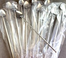 12 Vtg STERLING Silver MIESZADŁO Słomki Sippers SWIZZLE ŁYŻKI Włochy (2 zestawy po 6)