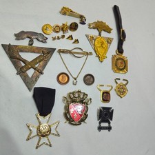 Tested 10k Gold Sterling & GF Masonic Knights of Pythias pins+more Freemason Lot