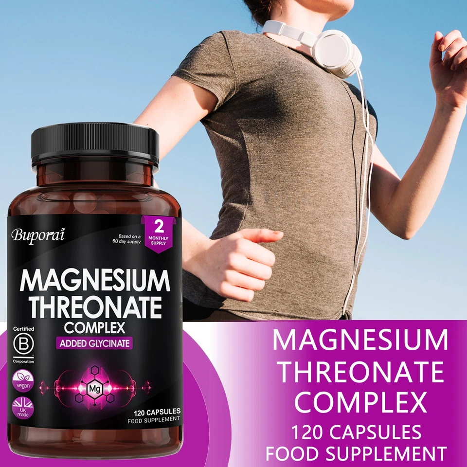 BUPORAI Magnesiumthreonat Kapseln - Magnesiumbisglycinat, Gehirn und Nervengesundheit