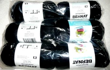 Bernat Cotton Handicrafter Yarn Lot of 6 Skeins #4 Medium BLACK LICORICE