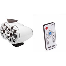 Kicker KMFC65W 6.5" Flat Mount Loaded Marine Wake Towers with 46KM654L Speake...