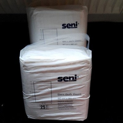 Seni Soft Basic · Bettschutzunterlagen · 2 Packungen à 25 Stück plus angebrochen
