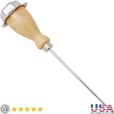 Stainless Steel Ice Pick W/ Wooden Handle Sheath Safe Easy Storage 7.25 Inch New