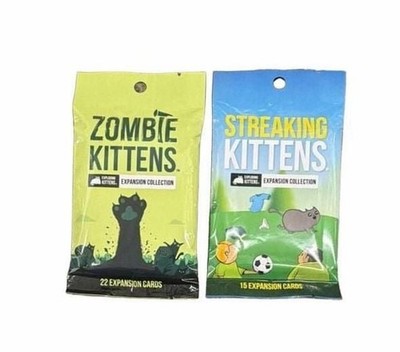 Exploding Kittens Zombie Kittens and Streaking Kittens Expansion Packs