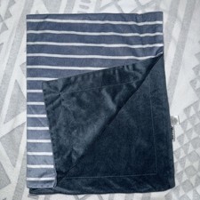 Lila Jack Baby Boy Reversible Blanket Blue White Striped Read