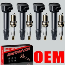 4X OEM Ignition Coil & 4X Iridium Spark Plugs For Dodge Jeep Chrysler 2.4L UF557