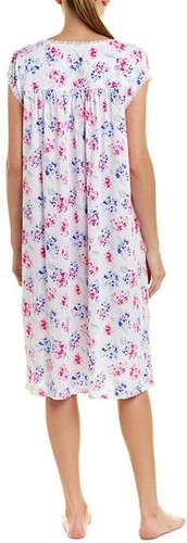 NWT $62 Eileen West Nightgown SMALL Pink & Blue Hydrangea Floral Poly/Cotton - Picture 2 of 3