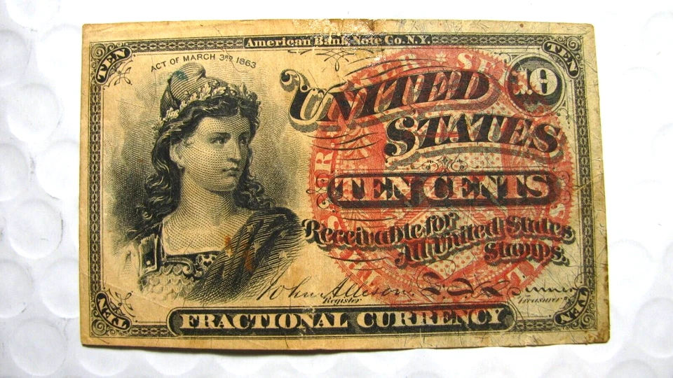 1863 10 Cents  Fractional Currency Note  National Banknote Company of NY  S513 - Image 2 of 3
