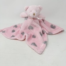 Baby Gear Pink Gray Heart Bear Baby Girls Security Blanket Lovey Print Blanket