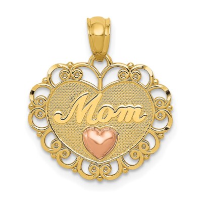 Echter 14kt Bicolor Mama Herz Anhänger