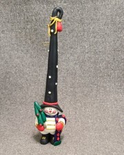 Vintage Snowman Polymer Clay Christmas Ornament 8" Tall Cute