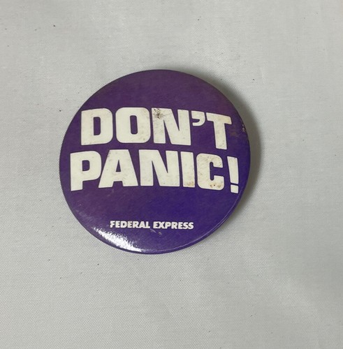 Lotto 3 bottoni spilla metallo vintage "DON'T PANIC" - Foto 2 di 5