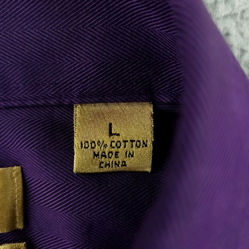 Roundtree & Yorke Shirt Men Large Purple Business Office Casual Gold Label - Picture 5 of 15