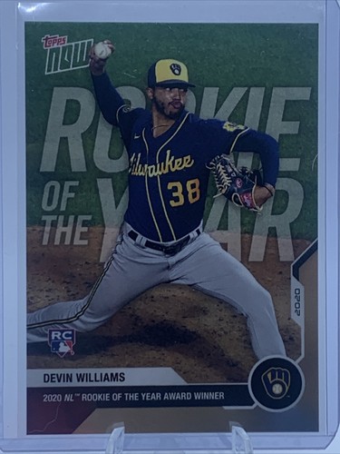 Devin Williams - MLB TOPPS NOW Card OS-29 - 2020 NL ROOKIE OF THE YEAR Rookie RC