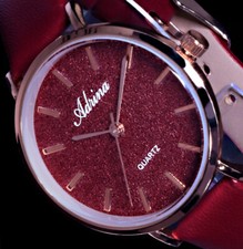 Adrina Uhr Damenuhr Armbanduhr Dunkel Rot Rotgold Farben
