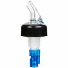 Winco .875 oz. Clear Spout / Blue Tail Measured Liquor Pourer with Collar 12Pack