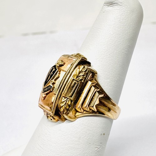 Vintage 10k Tri Color Gold 1947 High School Filigree Class Ring - Picture 3 of 7