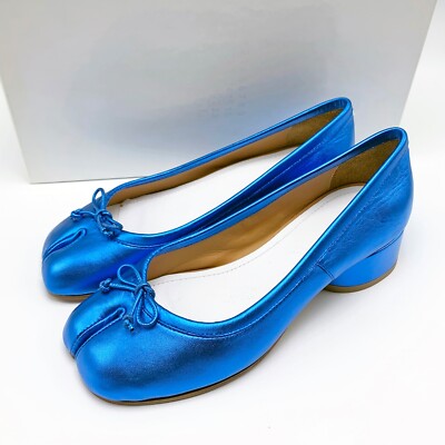 $830 Maison Margiela Tabi Metallic Laminated Leather Ballerina