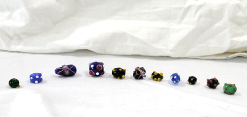 Lampwork Rondelle Beads Set of 11 Glass Beads Multi Color Size