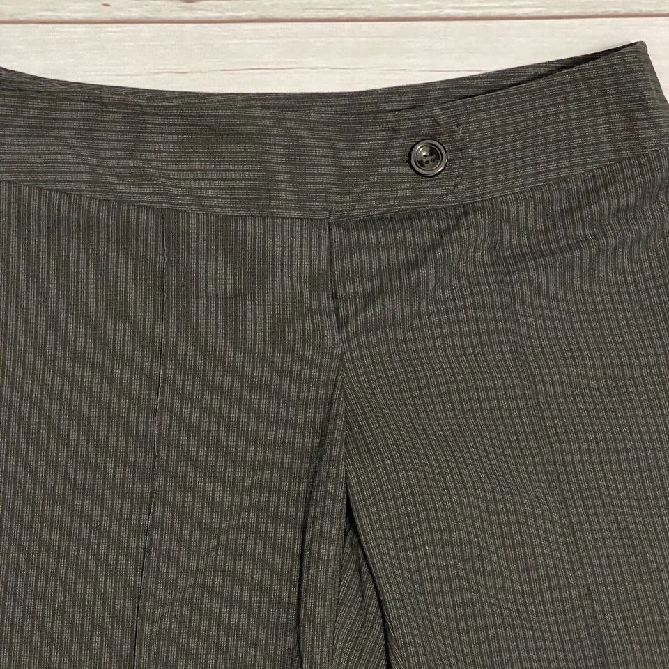 Tracy Evans Woman’s Pen Stripe Wide Leg Dress Pants Size 11 Black Wide Cuff Hem - Image 3 of 4