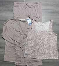 Live 2 Lounge Cooling Effects 3 PC Lounge Set Womens Large Cardigan/Tank/Pant