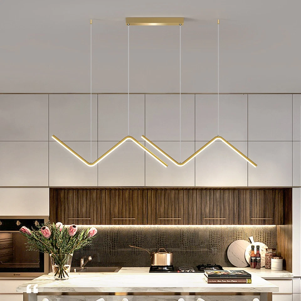 Modern Chandelier LED Ceiling Lamp Line Hanging Pendant Light Lighting Fixture - Image 3 of 4
