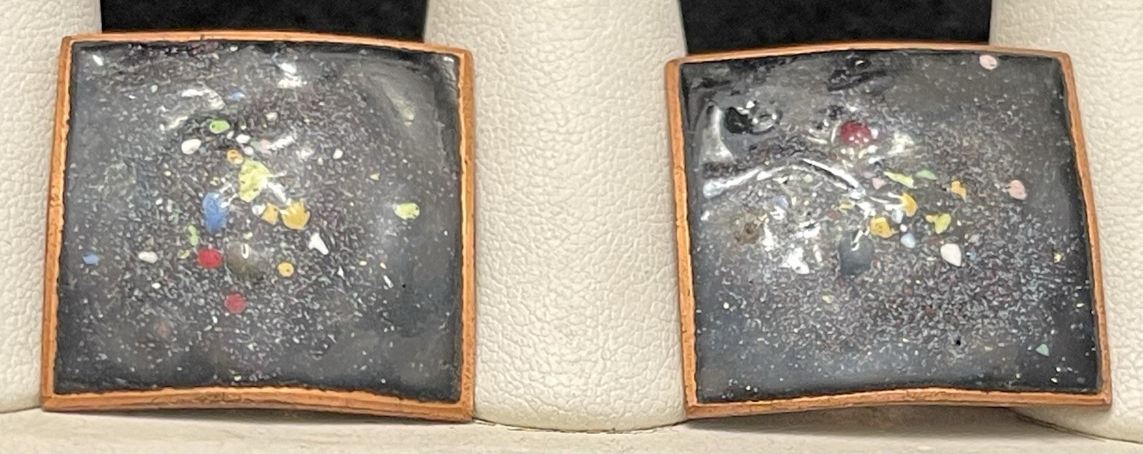 Enamel Solid Copper Screw Back Earrings Artisan C… - image 4