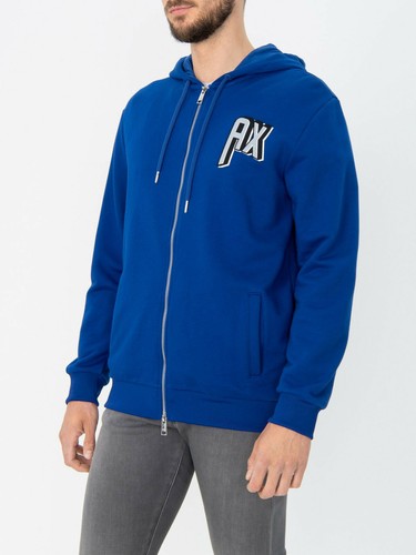 $140 ARMANI EXCHANGE Men's HOODED FULL ZIP-UP SWEATSHIRT , Blue , XL - Picture 3 of 4