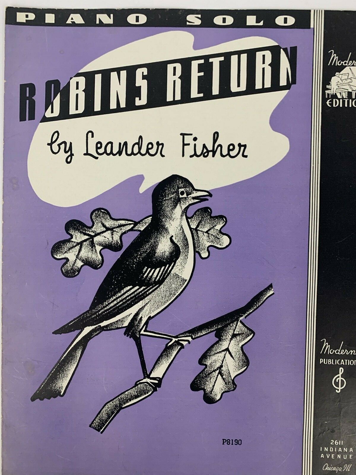 1936 Vintage Piano Solo Sheet Music Song Robins Return by Leander ...