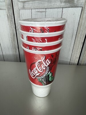 Tablecraft Coca-Cola Snack Cups Set Of 4 - 9oz Retro Plastic Cups With Contour Bottle Design