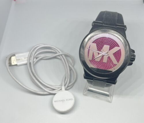 Michael Kors MKT5011 46mm Silicone Black-Tone Smartwatch - Picture 1 of 18