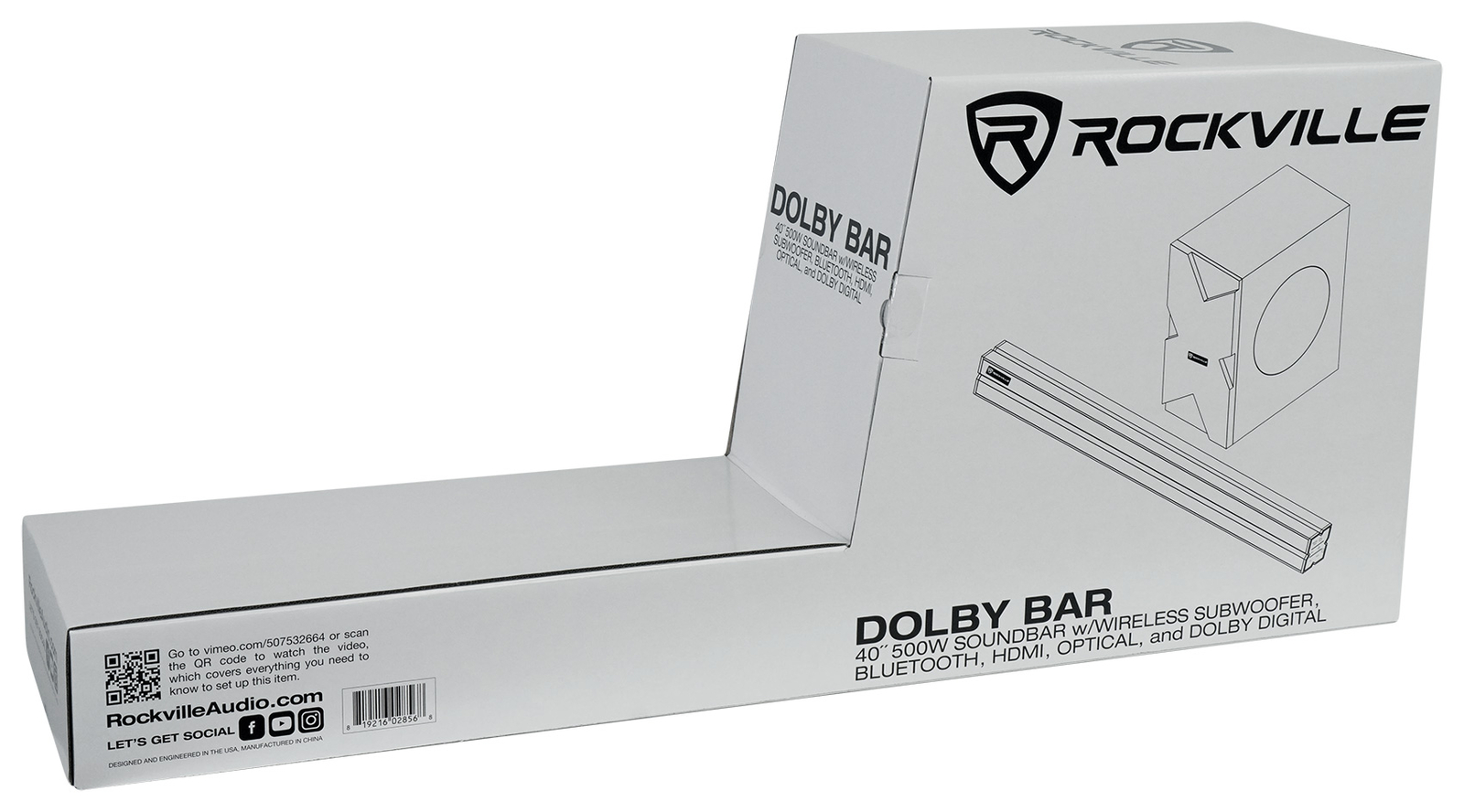 Rockville DOLBY BAR Home Theater Soundbar w/ Wireless Sub/Bluetooth/HDMI/Optical