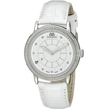 88 RUE DU RHONE WHITE DIAL DIAMONDS WHITE LEATHER WOMEN'S WATCH 87WA120018 NEW
